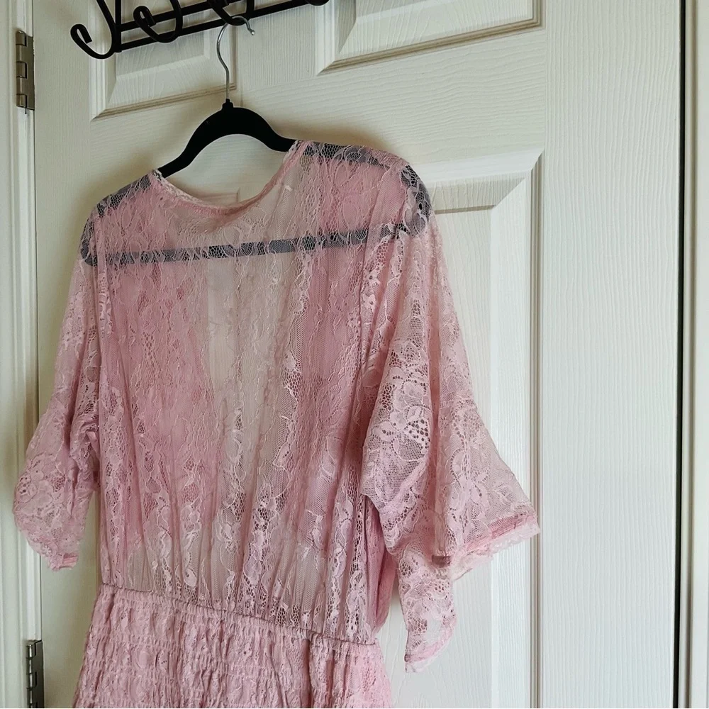 NWOT Free People LaLa Lace Cutout Dress Pink XL Boho Fairy - Picture 8 of 12